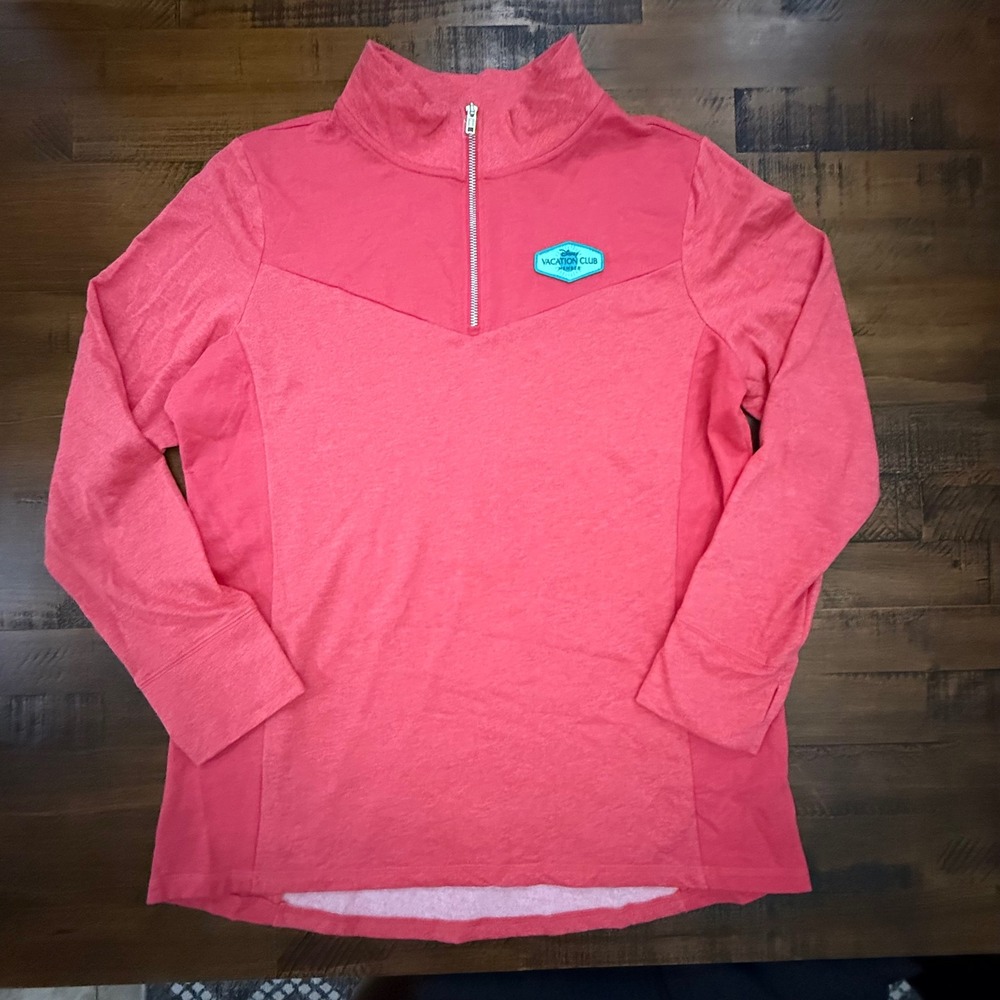 Disney Coral Pink Quarter-Zip Pullover Sweatshirt